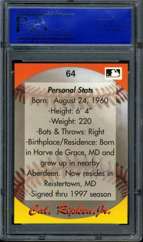 1995 Star Ripken 080 #064 Cal Ripken-Personal Stats PSA 10 #11786558 - Back