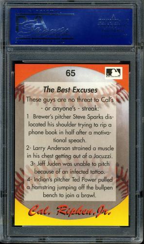 1995 Star Ripken 080 #065 Cal Ripken-The Best Excuses-1 PSA 10 #15004024 - Back