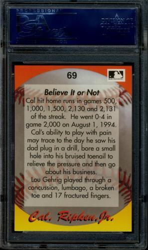 1995 Star Ripken 080 #069 Cal Ripken-Career Believe It or Not-1 PSA 10 #20708317 - Back
