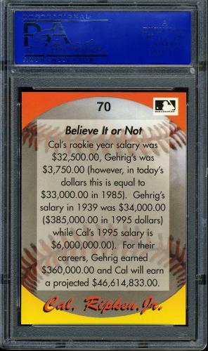 1995 Star Ripken 080 #070 Cal Ripken-Believe It or Not-2 PSA 10 #11786560 - Back