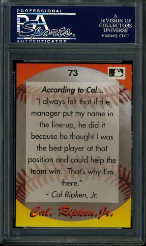1995 Star Ripken 080 #073 Cal Ripken-According to Cal... PSA 10 #23938135 - Back
