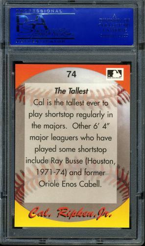 1995 Star Ripken 080 #074 Cal Ripken-The Tallest PSA 10 #30980128 - Back