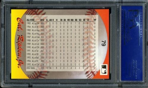 1995 Star Ripken 080 #079 Cal Ripken-All Star Stats PSA 10 #15002043 - Back
