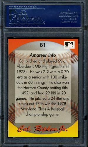 1995 Star Ripken 110 #081 Cal Ripken, Jr. PSA 10 #16861190 - Back