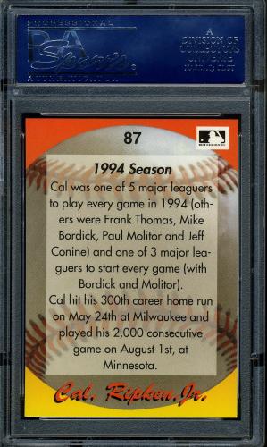 1995 Star Ripken 110 #087 Cal Ripken, Jr. PSA 10 #16861196 - Back
