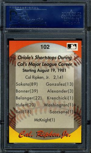 1995 Star Ripken 110 #102 Cal Ripken, Jr. PSA 10 #16861211 - Back