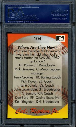 1995 Star Ripken 110 #104 Cal Ripken, Jr. PSA 10 #16861213 - Back