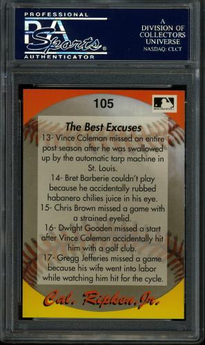 1995 Star Ripken 110 #105 Cal Ripken, Jr. PSA 10 #23563436 - Back