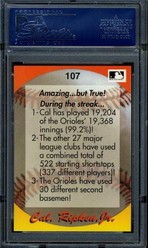 1995 Star Ripken 110 #107 Cal Ripken, Jr. PSA 10 #16861216 - Back