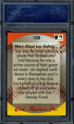 1995 Star Ripken 110 #108 Cal Ripken, Jr. PSA 10 #16861217 - Back