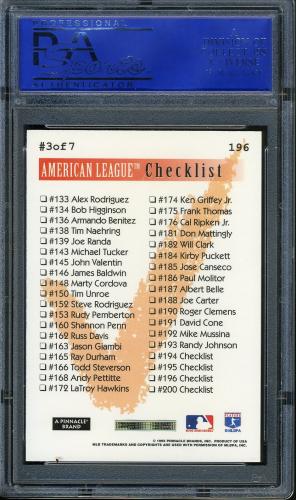 1995 Summit #196 Cal Ripken CL PSA 10 #11786163 - Back