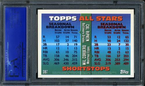 1995 Topps #387 C.Ripken/W.Cordero AS PSA 10 #81315095 - Back