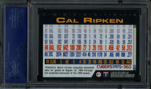 1995 Topps Cyberstats #360 Cal Ripkin PSA 10 #18691342 - Back