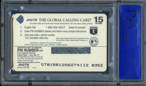 1995 Upper Deck/GTS Phone Cards #MLB13 Cal Ripken PSA 10 #11786176 - Back