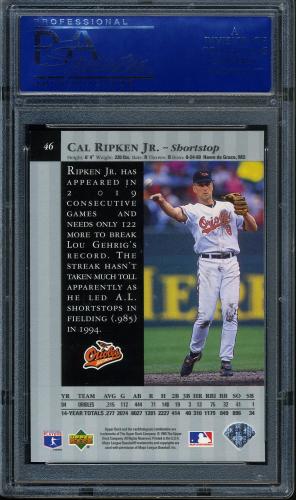1995 Upper Deck Special Edition #46 Cal Ripken PSA 10 #81596228 - Back