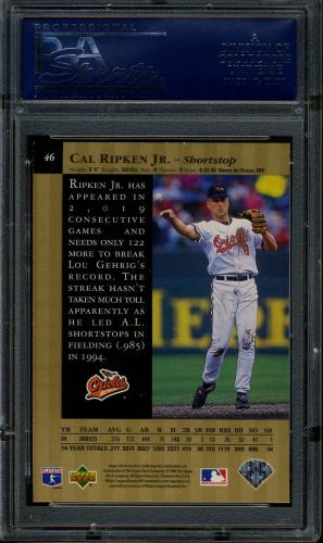 1995 Upper Deck Special Edition Gold #46 Cal Ripken PSA 10 #21239290 - Back