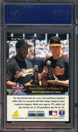 1995 Zenith All-Star Salute #18 C.Ripken/B.Bonds PSA 10 #19672023 - Back