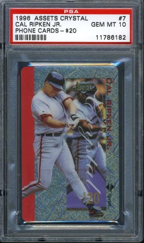1996 Assets Crystal Phone Cards $20 #7 Cal Ripken PSA 10 #11786182