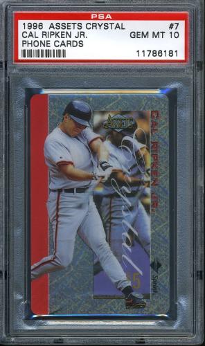 1996 Assets Crystal Phone Cards #7 Cal Ripken PSA 10 #11786181