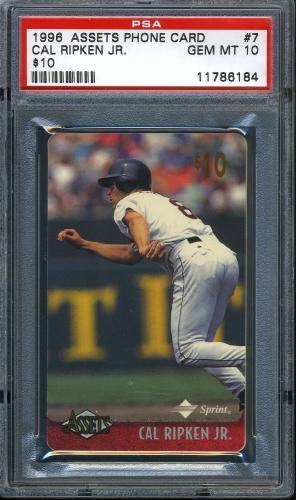 1996 Assets Phone Cards $10 #07 Cal Ripken PSA 10 #11786184