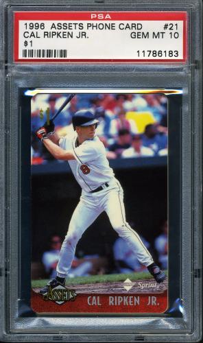 1996 Assets Phone Cards $1 #21 Cal Ripken PSA 10 #11786183