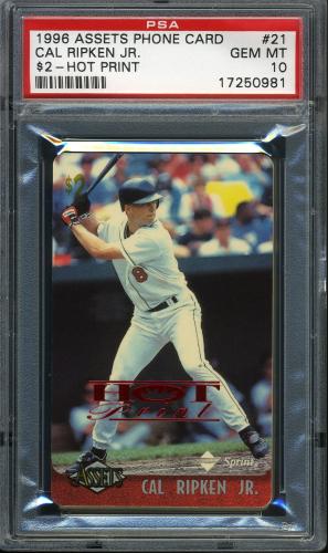 1996 Assets Phone Cards $2 Hot Print [Unissued] #21 Cal Ripken PSA 10 #17250981