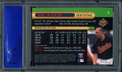 1996 Bowman's Best #3 Cal Ripken PSA 10 #30974199 - Back