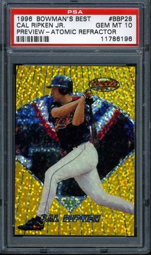 1996 Bowman's Best Previews Atomic Refractors #BBP28 Cal Ripken PSA 10 #11786196