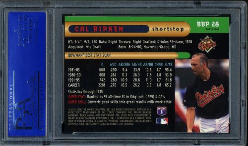 1996 Bowman's Best Previews Refractors #BBP28 Cal Ripken PSA 10 #30980138 - Back