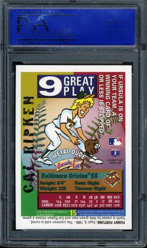 1996 Bazooka #15 Cal Ripken PSA 10 #11786187 - Back