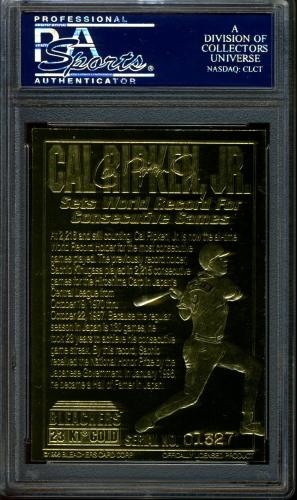 1996 Bleachers 23-Karat Gold Cal Ripken(World Record 2,216 Games) PSA 9 #22146941 - Back
