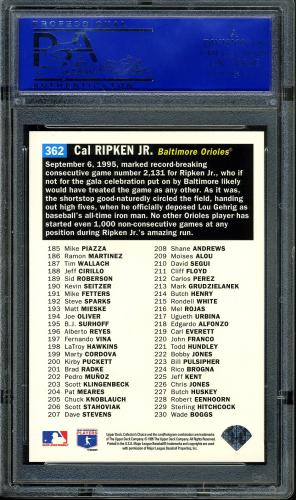1996 Collector's Choice #362 Cal Ripken CL PSA 10 #11786207 - Back