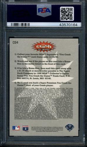 1996 Collector's Choice Crash the Game #CG4 Cal Ripken (Sept. 2-4) PSA 10 #43570164 - Back