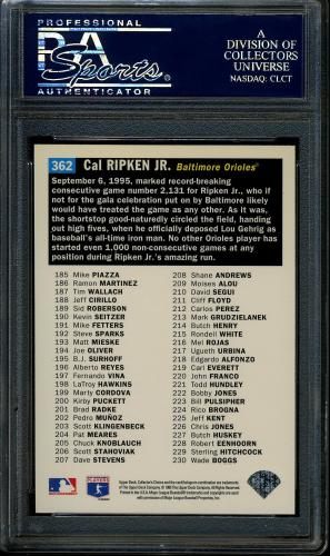 1996 Collector's Choice Gold Signature #362 Cal Ripken CL PSA 10 #23031673 - Back
