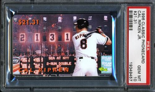 1996 Classic Cal Ripken Jr. $21.31 Phone Card Cal Ripken Jr. PSA 10 #19349457
