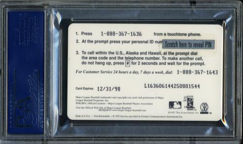 1996 Classic Cal Ripken Jr. $21.31 Phone Card Cal Ripken Jr. PSA 10 #19349457 - Back
