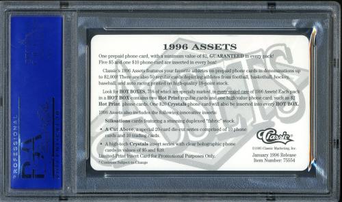 1996 Classic Assets (Baseball) Foncards Cal Ripken Jr. ($1,000 Foncard promotional sample) PSA 10 #11786203 - Back