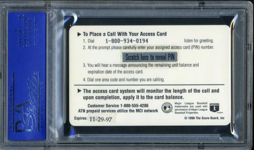 1996 Classic Cal Ripken Jr. $100 Phone Card Cal Ripken Jr. (running) PSA 10 #11786201 - Back