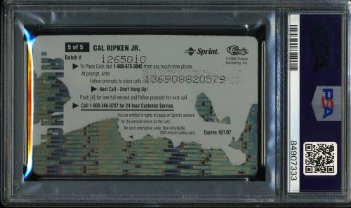 1996 Clear Assets $1000 Phone Cards #5 Cal Ripken PSA 9 #84907333 - Back