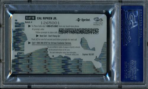 1996 Clear Assets $10 Phone Cards #5 Cal Ripken PSA 10 #16861399 - Back