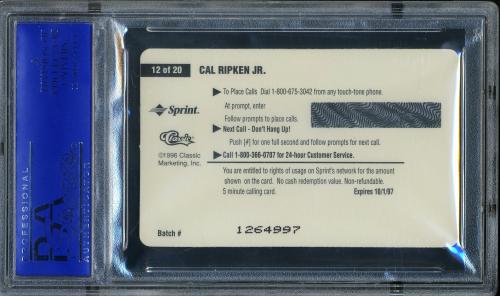 1996 Clear Assets $5 Phone Cards #12 Cal Ripken PSA 10 #12032131 - Back