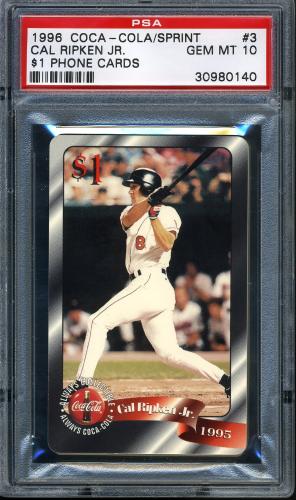 1996 Coca-Cola Cal Ripken $1 Phone Cards #3 Cal Ripken Jr. (batting) $1 phone PSA 10 #30980140