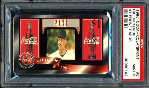 1996 Coca-Cola Cal Ripken $1 Phone Cards #5 Cal Ripken Jr. (2131) $1 phone PSA 9 #30980142