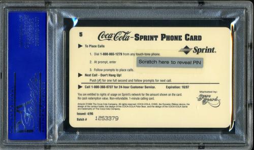 1996 Coca-Cola Cal Ripken $1 Phone Cards #5 Cal Ripken Jr. (2131) $1 phone PSA 9 #30980142 - Back