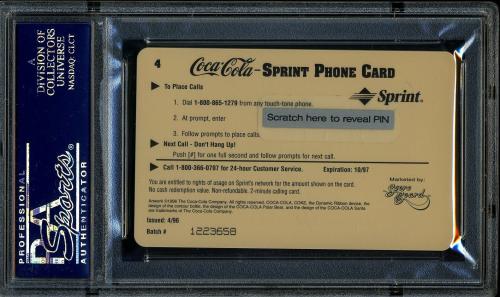 1996 Coca-Cola Cal Ripken $2 Phone Cards #4 Cal Ripken Jr. (throwing) $2 phone PSA 9 #22146942 - Back