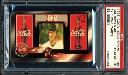 1996 Coca-Cola Cal Ripken $2 Phone Cards #5 Cal Ripken Jr. (2131) $2 phone PSA 9 #12032134