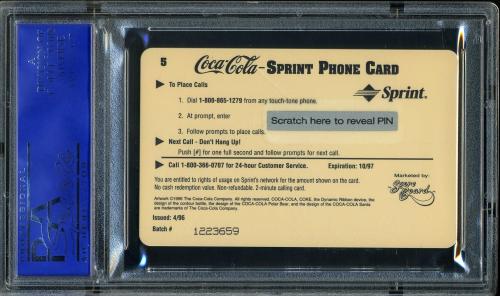 1996 Coca-Cola Cal Ripken $2 Phone Cards #5 Cal Ripken Jr. (2131) $2 phone PSA 9 #12032134 - Back