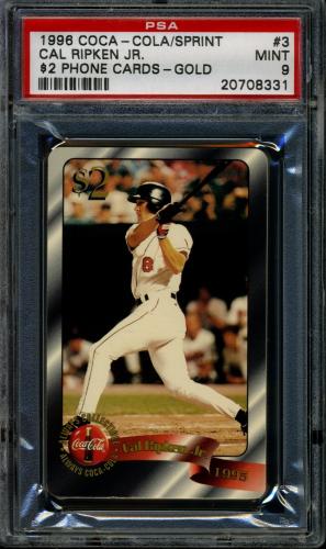 1996 Coca-Cola Cal Ripken $2 Phone Cards Gold #3 Cal Ripken Jr. (batting) $2 phone PSA 9 #20708331