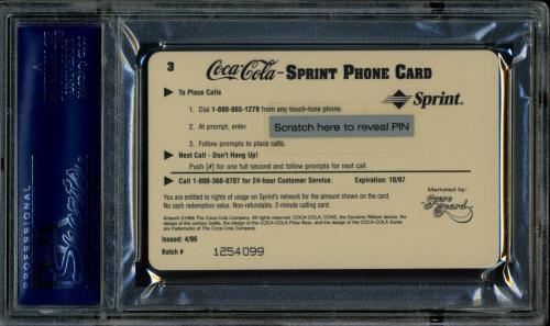 1996 Coca-Cola Cal Ripken $2 Phone Cards Gold #3 Cal Ripken Jr. (batting) $2 phone PSA 9 #20708331 - Back
