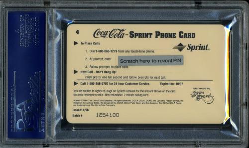 1996 Coca-Cola Cal Ripken $2 Phone Cards Gold #5 Cal Ripken Jr. (2131) $2 phone PSA 10 #16852701 - Back
